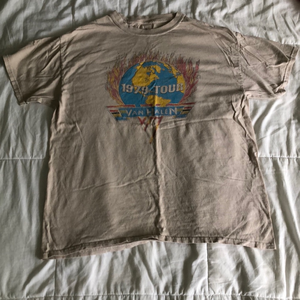 Vintage Van Halen world tour 1979 shirt beige